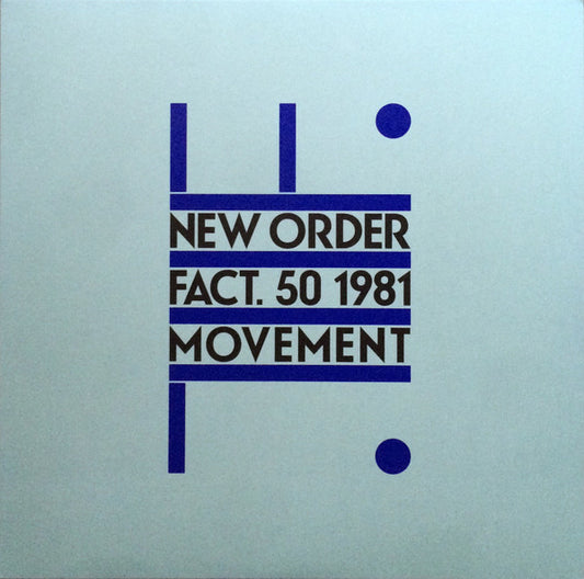 This image features the cover art for the New Order album "Movement, E.U.