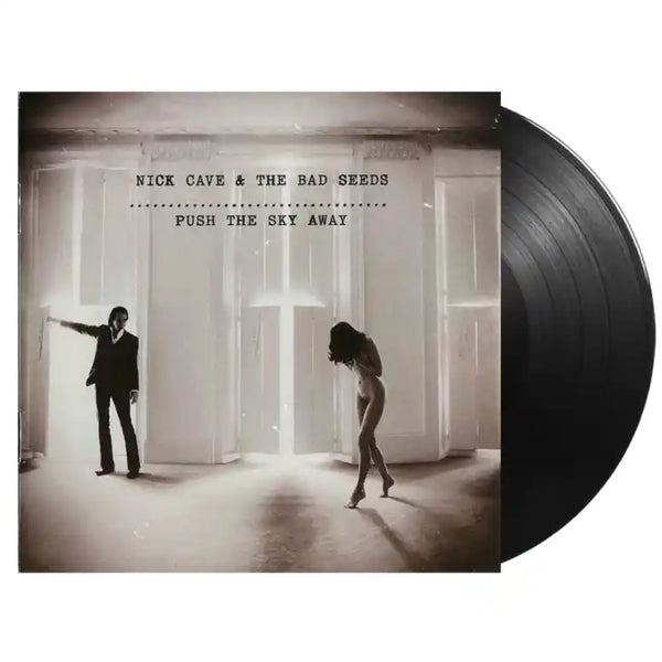Vinyl record with cover featuring 'Nick Cave & The Bad Seeds' and 'Push The Sky Away' text.