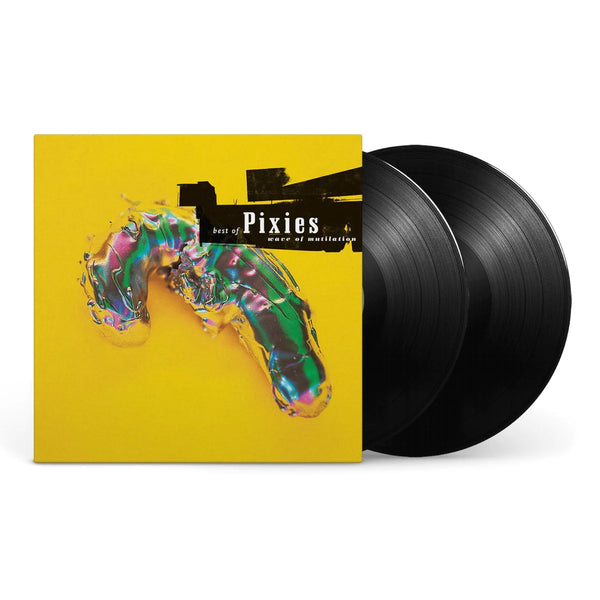 Best Of Pixies vinyl by Pixies, 2x collectible LP, alternative rock, mettalic blob on yellow background album artwork