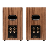 rear view of Ruark Sabre-R Bookshelf Speakers, black compact hi-fi stereo speakers