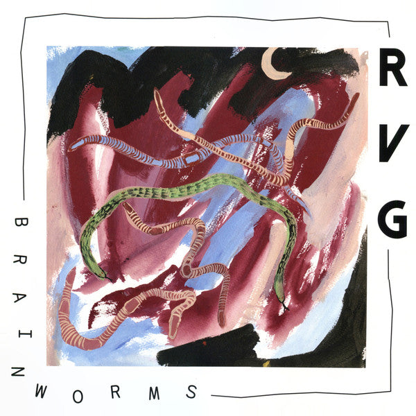 Vinyl LP cover for RVG album 'Brain Worms' featuring abstract art with blue and red colors and the title text.