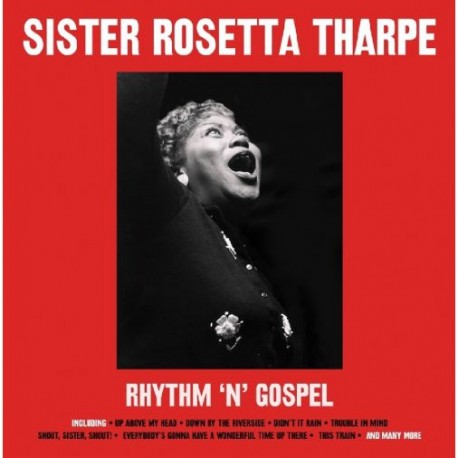 Vinyl LP cover of Sister Rosetta Tharpe - Rhythm 'N' Gospel with an image of the artist singing