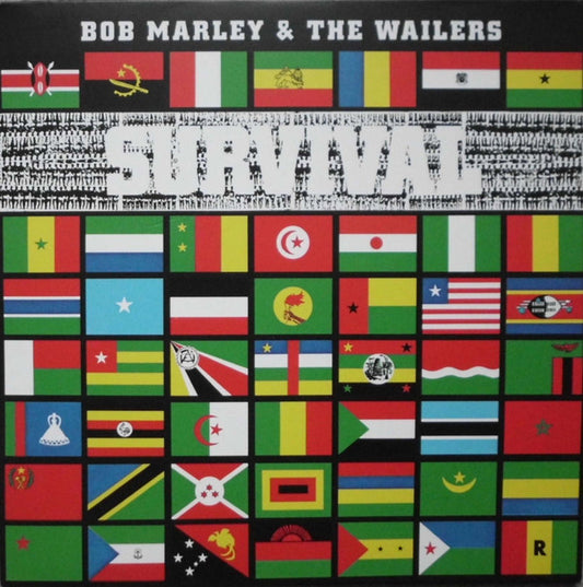 Album cover for Bob Marley & The Wailers - Survival featuring a collage of various national flags.