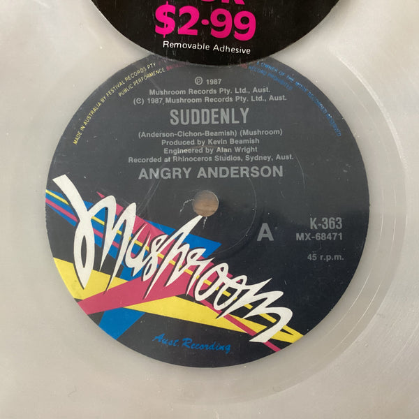 Angry Anderson ‎– Suddenly, Aust. 1987 White Coloured, Mushroom ‎– K-363
