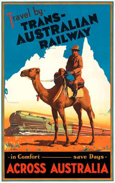 Travel By Trans-Australian Railway. Tourism Travel Poster