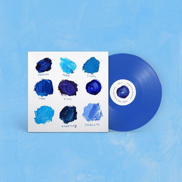 Courtney Barnett Things Take Time, Take Time blue vinyl LP, 2021 indie rock album, soft pastel  blue abstract cover art
