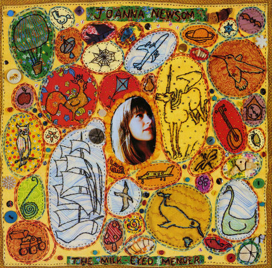 Joanna Newsom The Milk-Eyed Mender vinyl LP, folk collectible vinyl, whimsical harp artwork, delicate illustrated cover