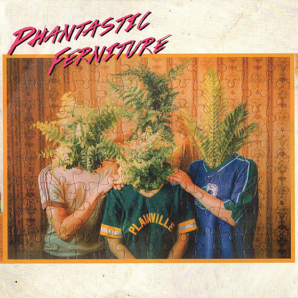 Phantastic Ferniture self-titled vinyl LP, indie rock, garage rock with cover art showing ferns as peoples heads on a jigsaw puzzle 