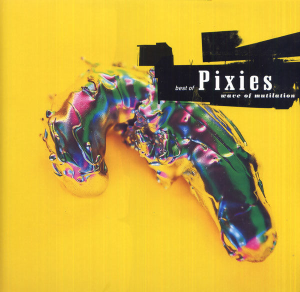 The image shows the cover of the Pixies album 'Best Of Pixies (Wave Of Mutilation)' with a multicolored design on burnt orange vinyl records.