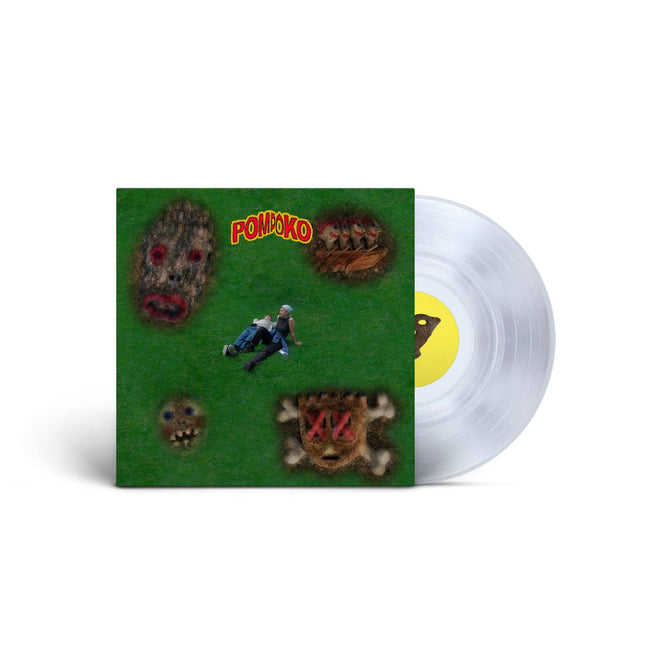 Pom Poko Cheater clear vinyl LP, green abstract cover with faces, indie rock album