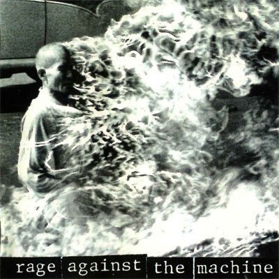 Rage Against The Machine Self-Titled 20th Anniversary vinyl LP, 1992 rap-rock album, with an image of self-immolation 