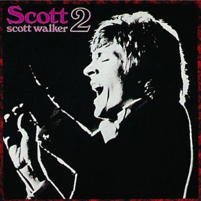 Scott Walker Scott 2 vinyl LP, orchestral pop album with Scott written in pink and a monochrome image of Scott Walker on the cover