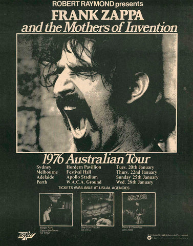 Frank Zappa and The Mothers Of Invention, 1976 Australian Tour. A2/A1 Archival Giclee Print Repro Poster Frank Zappa and The Mothers Of Invention, 1976 Australian Tour. A2/A1 Archival Giclee Print Repro Poster