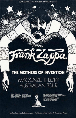 Frank Zappa and The Mothers Of Invention/Mackenzie Theory, 1973 Australian Tour A2/A1 Archival Giclee Print. Repro Poster Frank Zappa and The Mothers Of Invention/Mackenzie Theory, 1973 Australian Tour A2/A1 Archival Giclee Print. Repro Poster