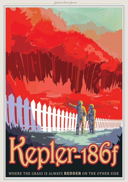 Kepler-186f. NASA JPL Space Tourism Travel Poster