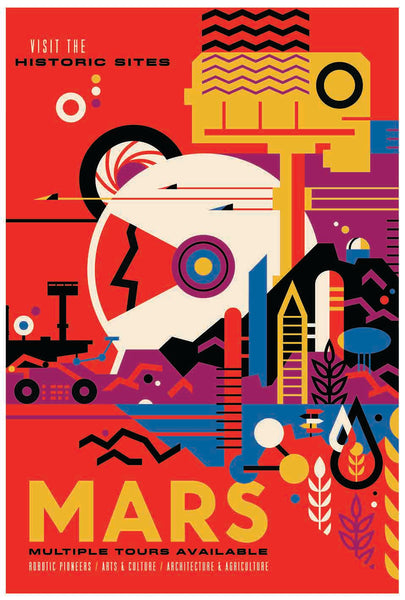 Mars - Multiple Tours Available. NASA JPL Space Tourism Travel Poster