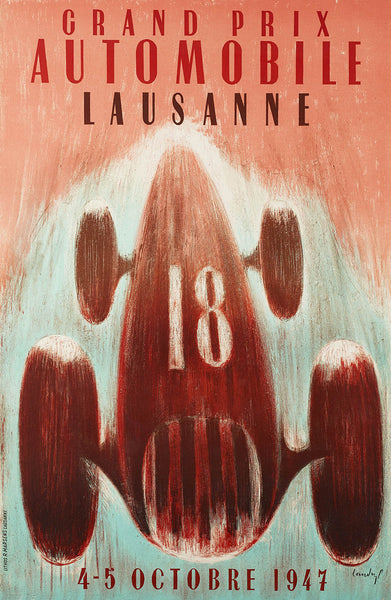 Lausanne, Grand Prix Automobile 1947. Reproduction vintage poster