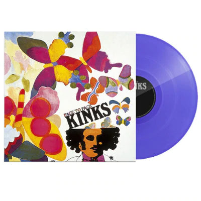 Violet colored vinyl LP of The Kinks' album 'Face To Face' with a colorful abstract design on the cover.