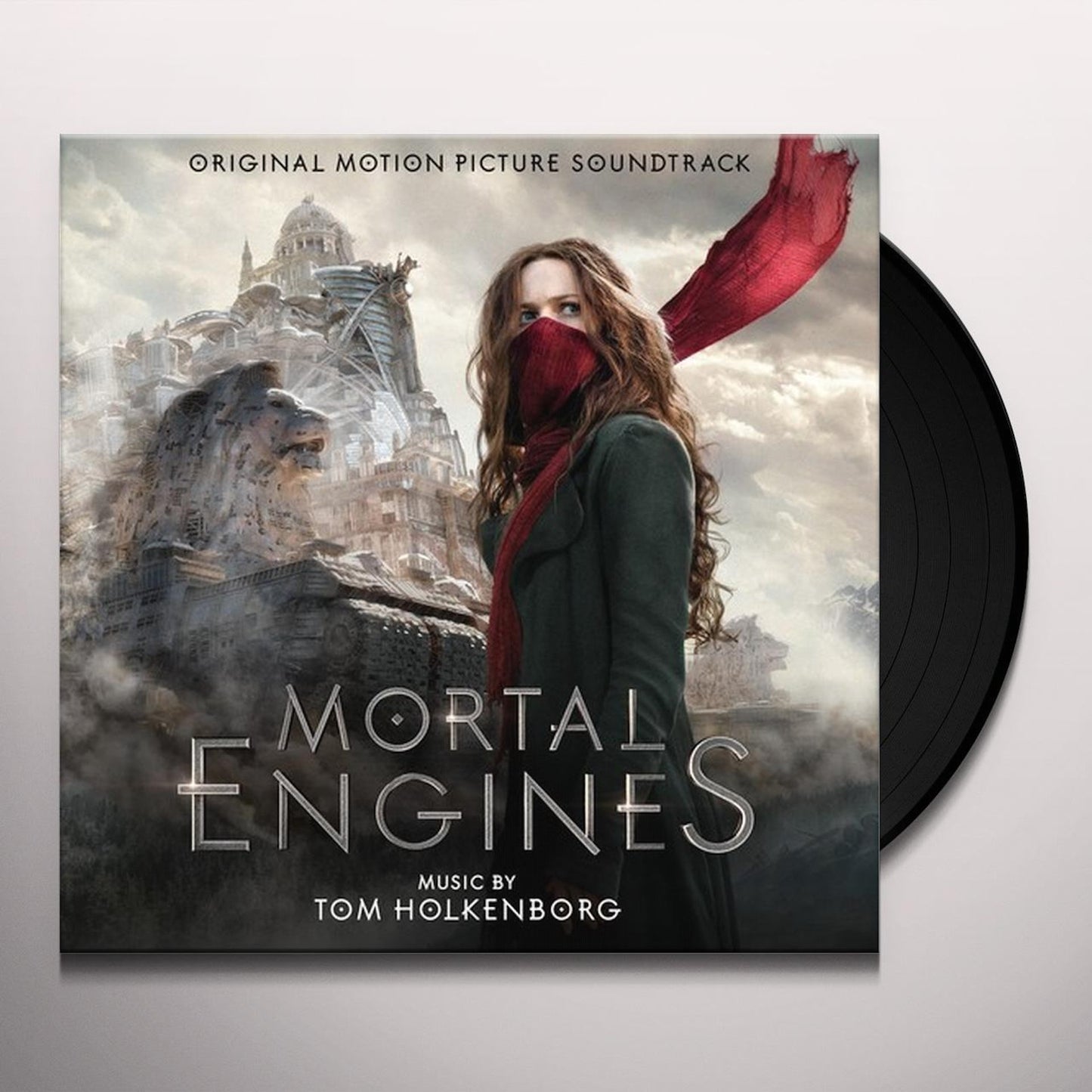 Tom Holkenborg Mortal Engines OST 2x vinyl LP, cinematic soundtrack, dramatic cover with dystopian cityscape illustration